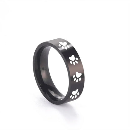 Handcrafted Paw Print Ring in Stainless Steel