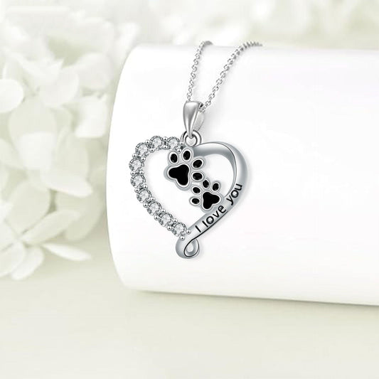 Heart-shaped Pendant Paw Necklace